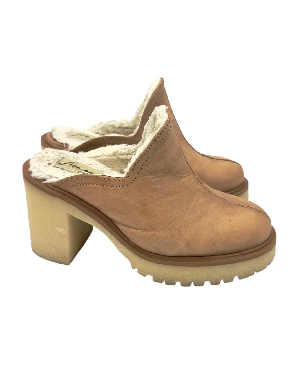 Free People James Cozy Faux Fur Mule Clogs Size 36.5 US 6 Chunky Boho Platform